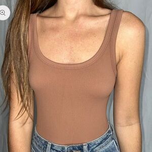 Dynamic Essential  Light Brown Ribbed Women’s Bodysuit